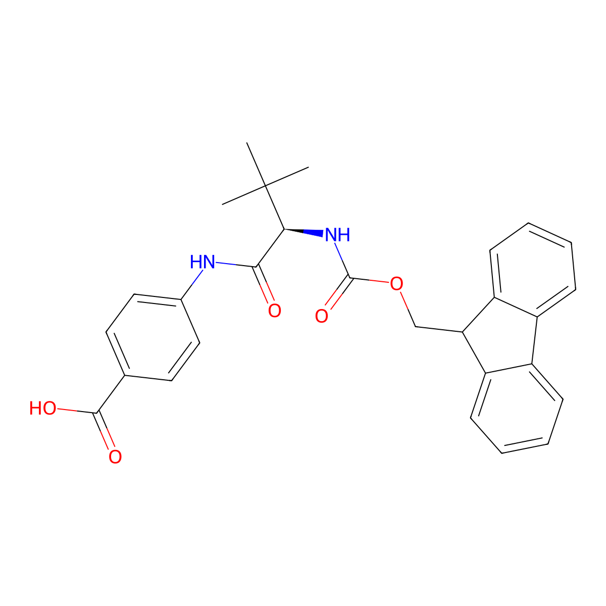 4-[(2R)-2-({[(9H-fluoren-9-yl)methoxy]carbonyl}amino)-3,3-dimethylbutanamido]benzoic acid molecular structure, CAS 2171175-84-9