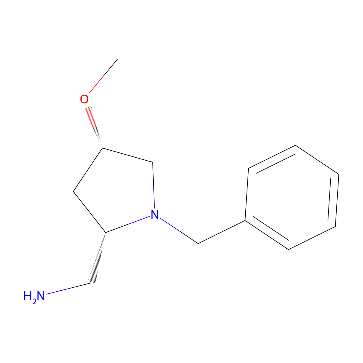 [(2S,4S)-1-benzyl-4-methoxypyrrolidin-2-yl]methanamine molecular structure, CAS 2171176-74-0