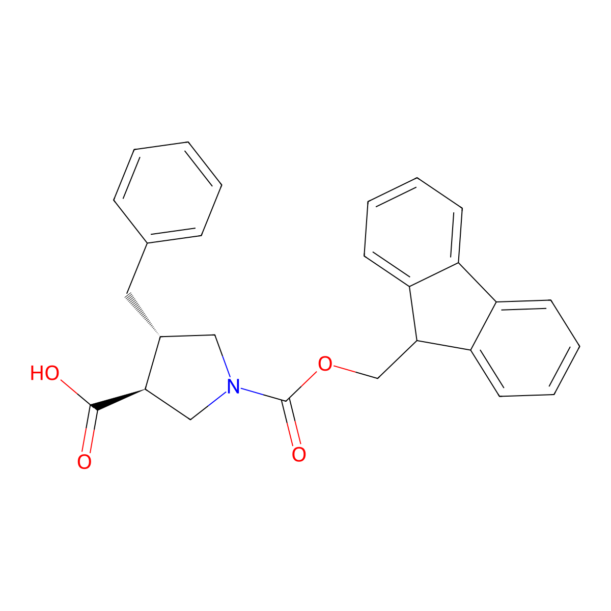 (3S,4S)-4-benzyl-1-{[(9H-fluoren-9-yl)methoxy]carbonyl}pyrrolidine-3-carboxylic acid molecular structure, CAS 2171182-53-7