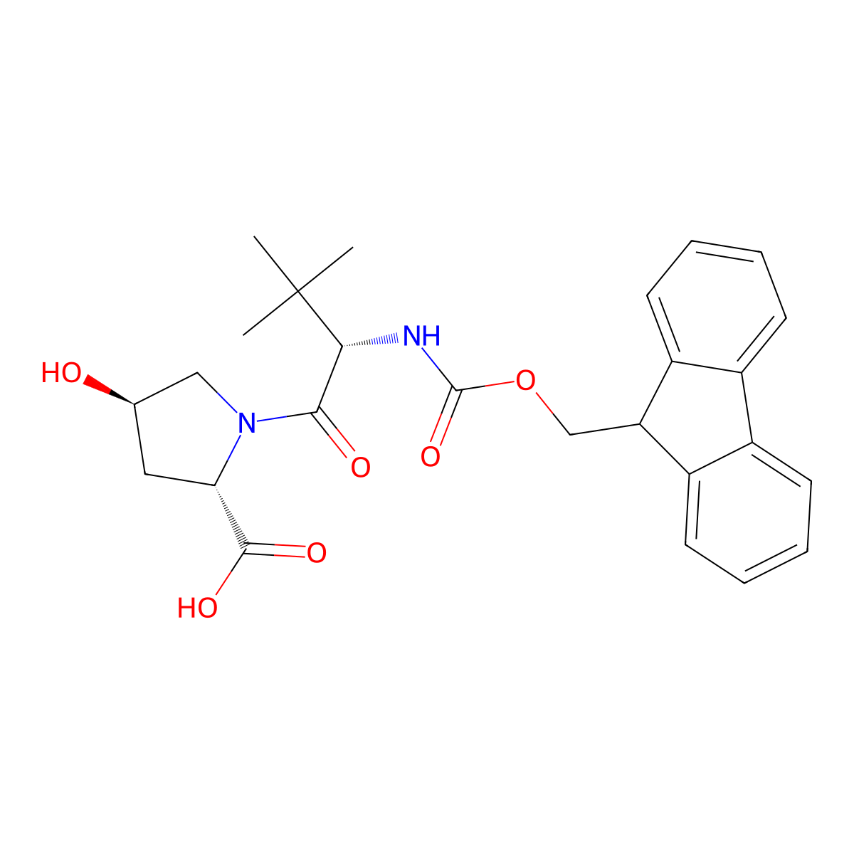 (2S,4R)-1-[(2S)-2-({[(9H-fluoren-9-yl)methoxy]carbonyl}amino)-3,3-dimethylbutanoyl]-4-hydroxypyrrolidine-2-carboxylic acid molecular structure, CAS 2171183-73-4