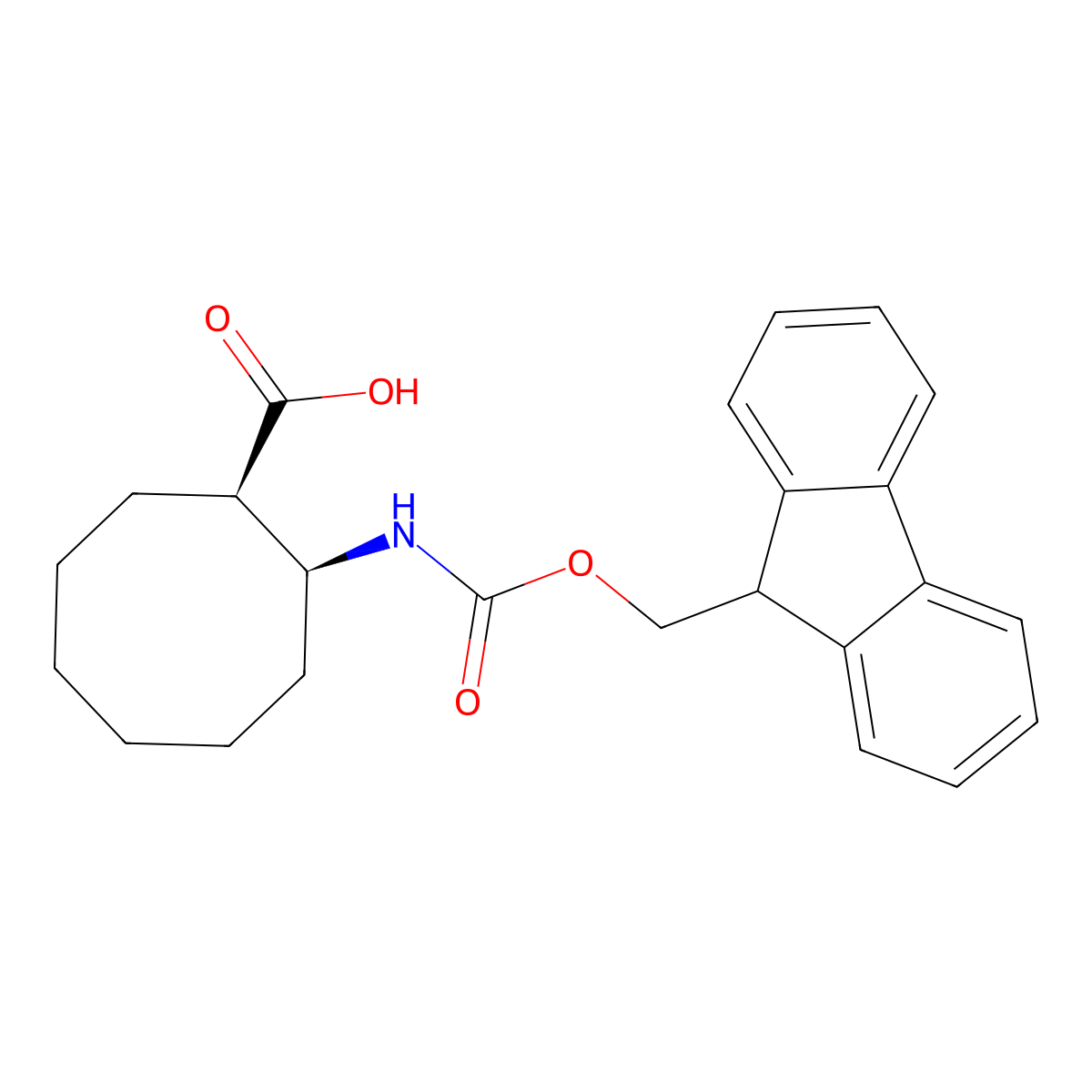 (1R,2S)-2-({[(9H-fluoren-9-yl)methoxy]carbonyl}amino)cyclooctane-1-carboxylic acid molecular structure, CAS 2171189-62-9