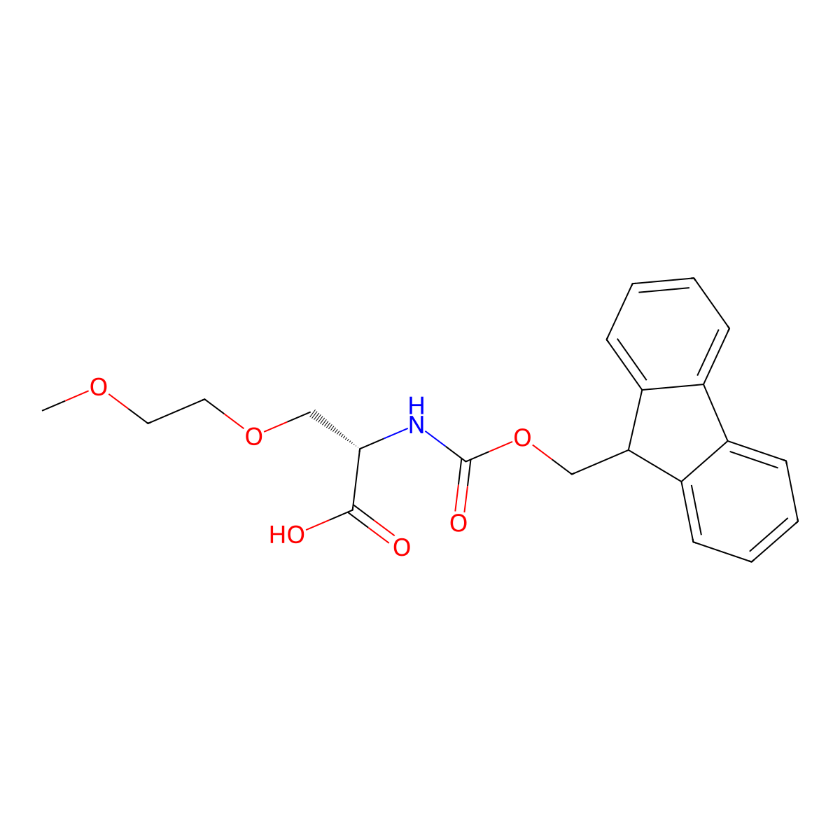 (2S)-2-((((9H-fluoren-9-yl)methoxy)carbonyl)amino)-3-(2-methoxyethoxy)propanoic acid molecular structure, CAS 2171190-15-9