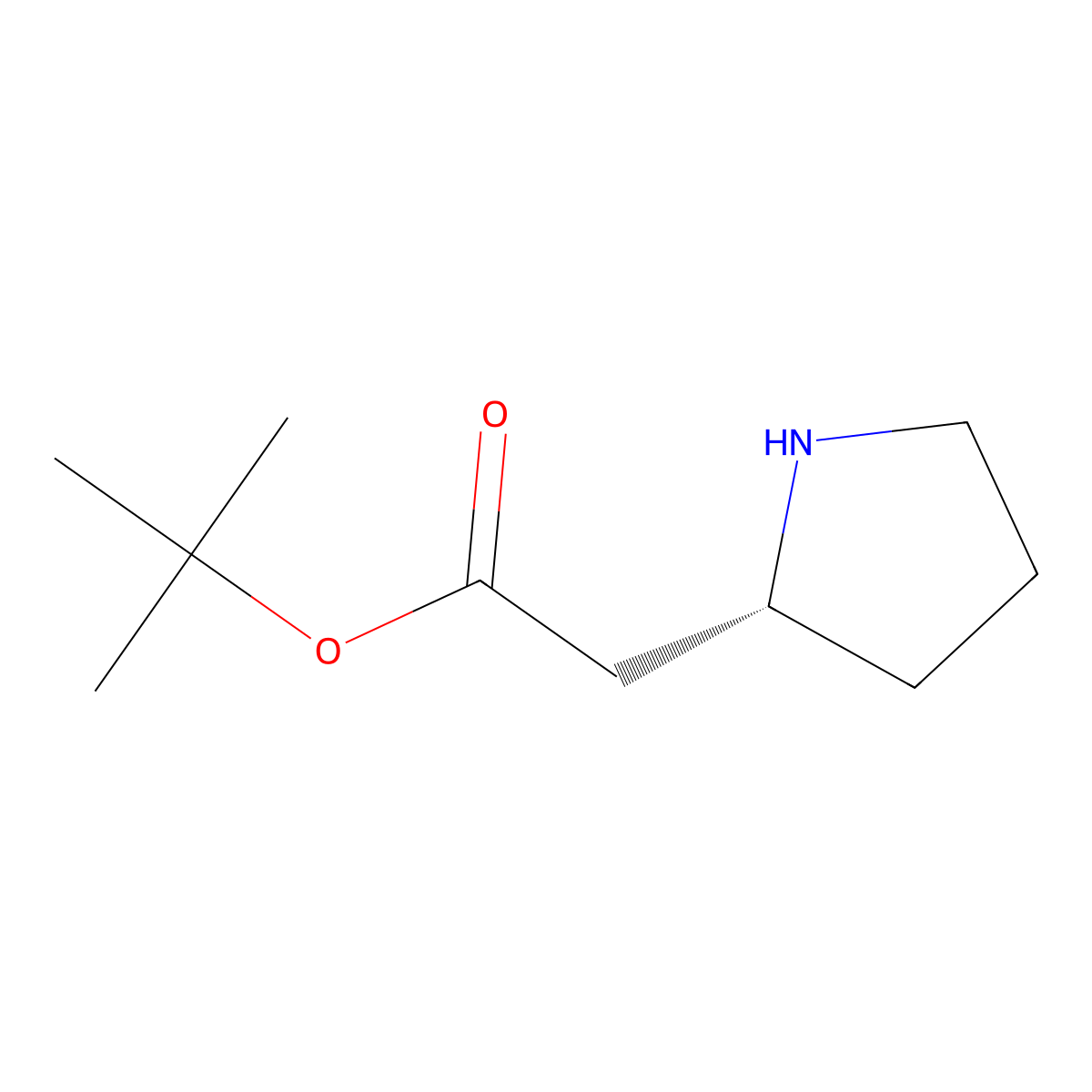 tert-butyl 2-[(2R)-pyrrolidin-2-yl]acetate molecular structure, CAS 2171190-68-2