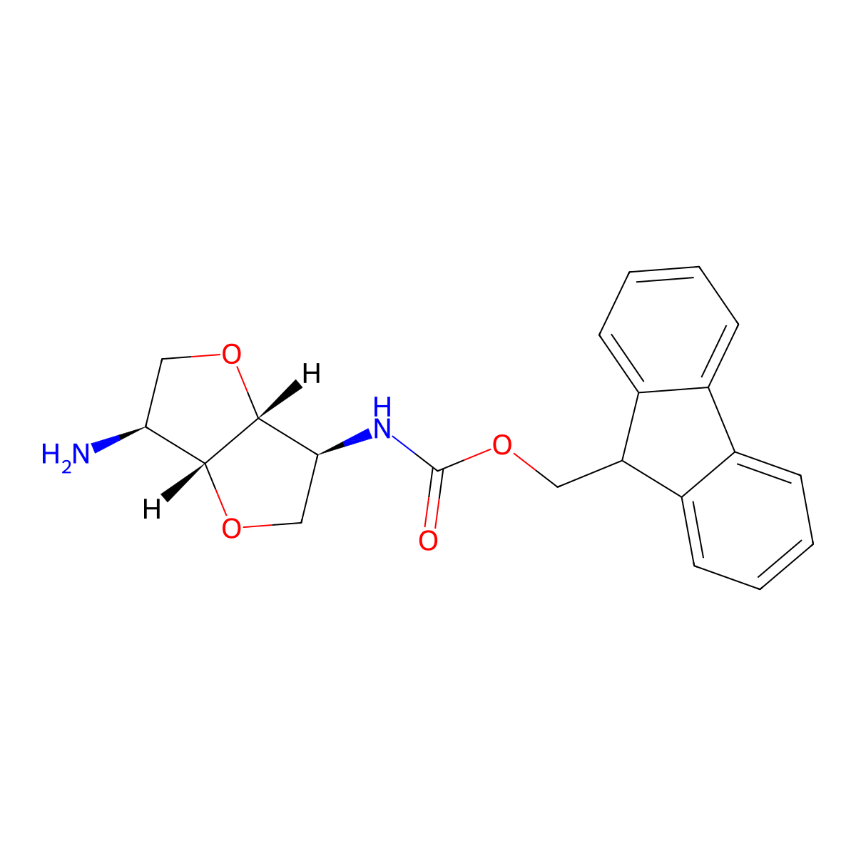 (9H-fluoren-9-yl)methyl N-[(3S,3aR,6S,6aR)-6-amino-hexahydrofuro[3,2-b]furan-3-yl]carbamate molecular structure, CAS 2171195-45-0