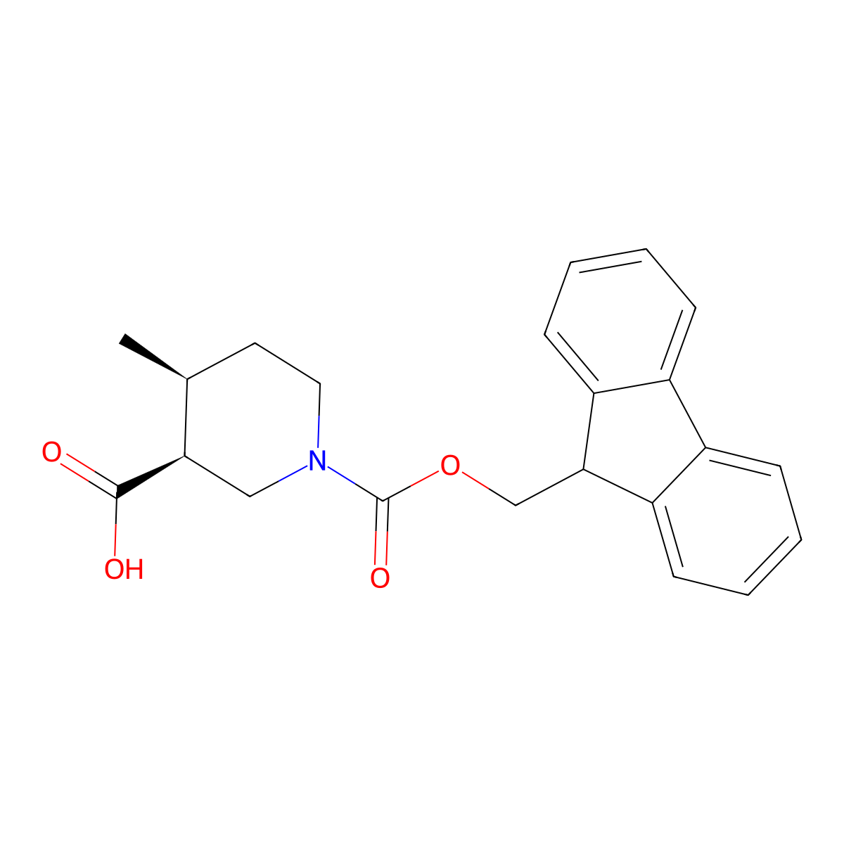 (3S, 4S)-4-Methyl-piperidine-1,3-dicarboxylic acid 1-(9H-fluoren-9-ylmethyl) ester molecular structure, CAS 2171196-74-8