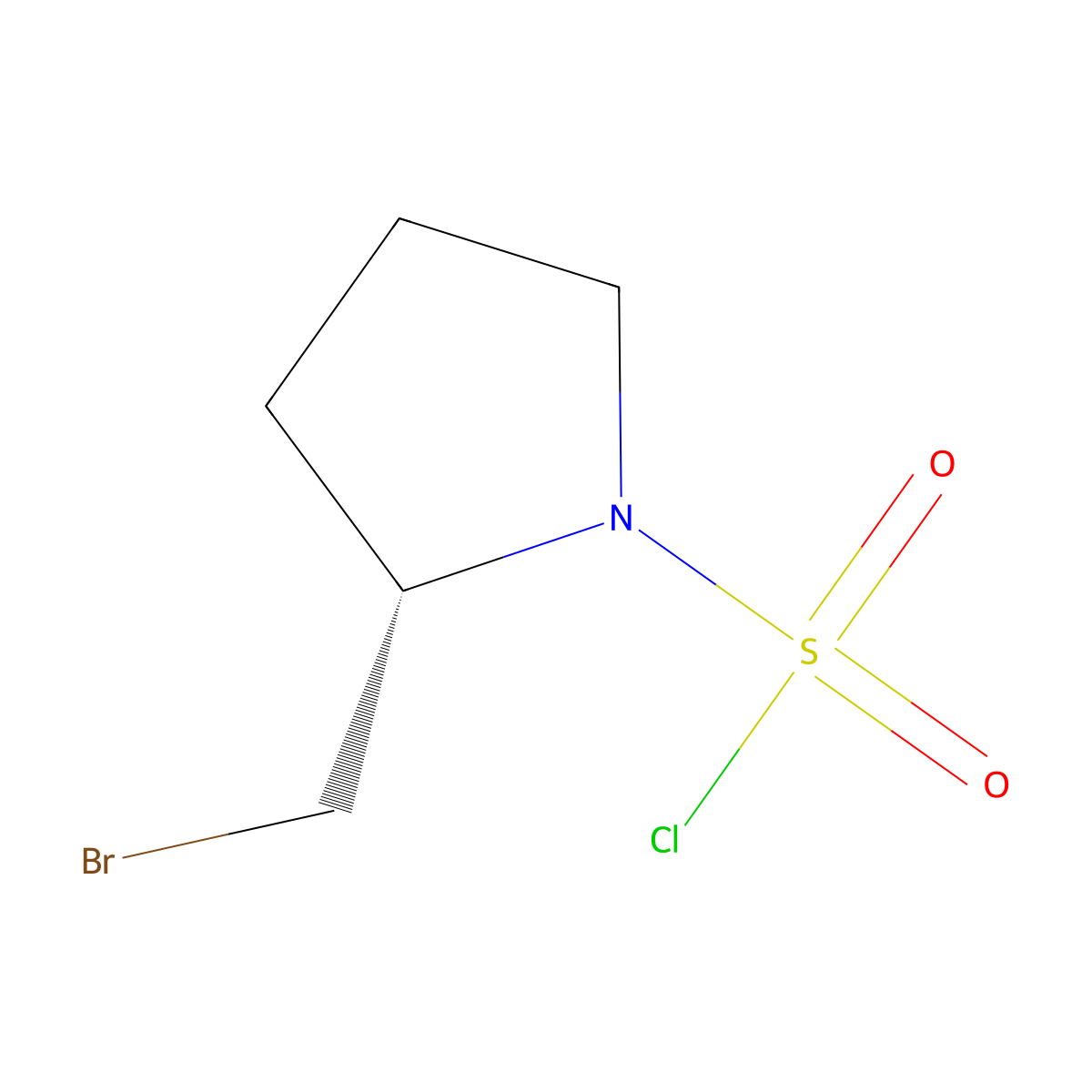 (2S)-2-(bromomethyl)pyrrolidine-1-sulfonyl chloride molecular structure, CAS 2171196-79-3