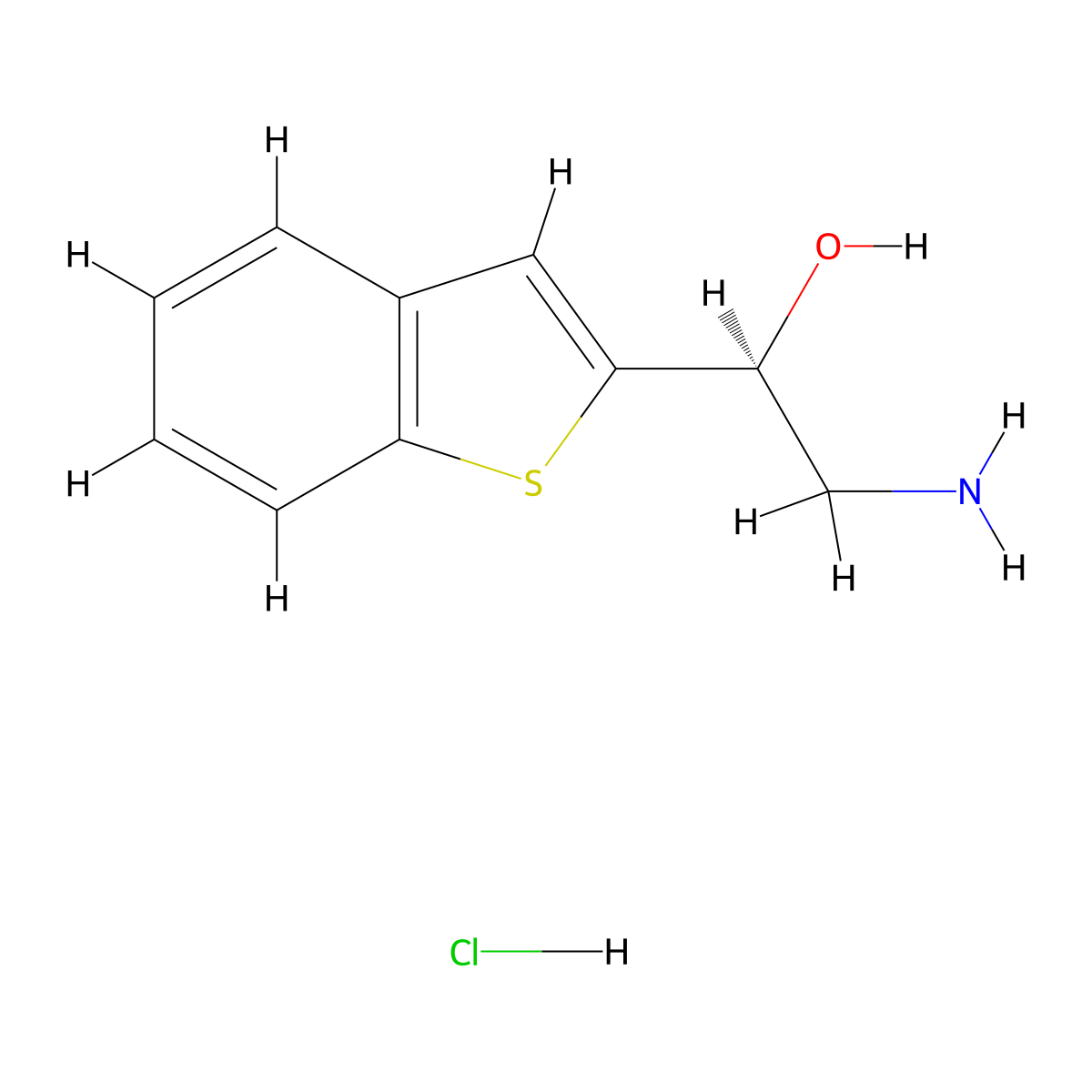 (1S)-2-amino-1-(1-benzothiophen-2-yl)ethan-1-ol hydrochloride molecular structure, CAS 2171204-06-9