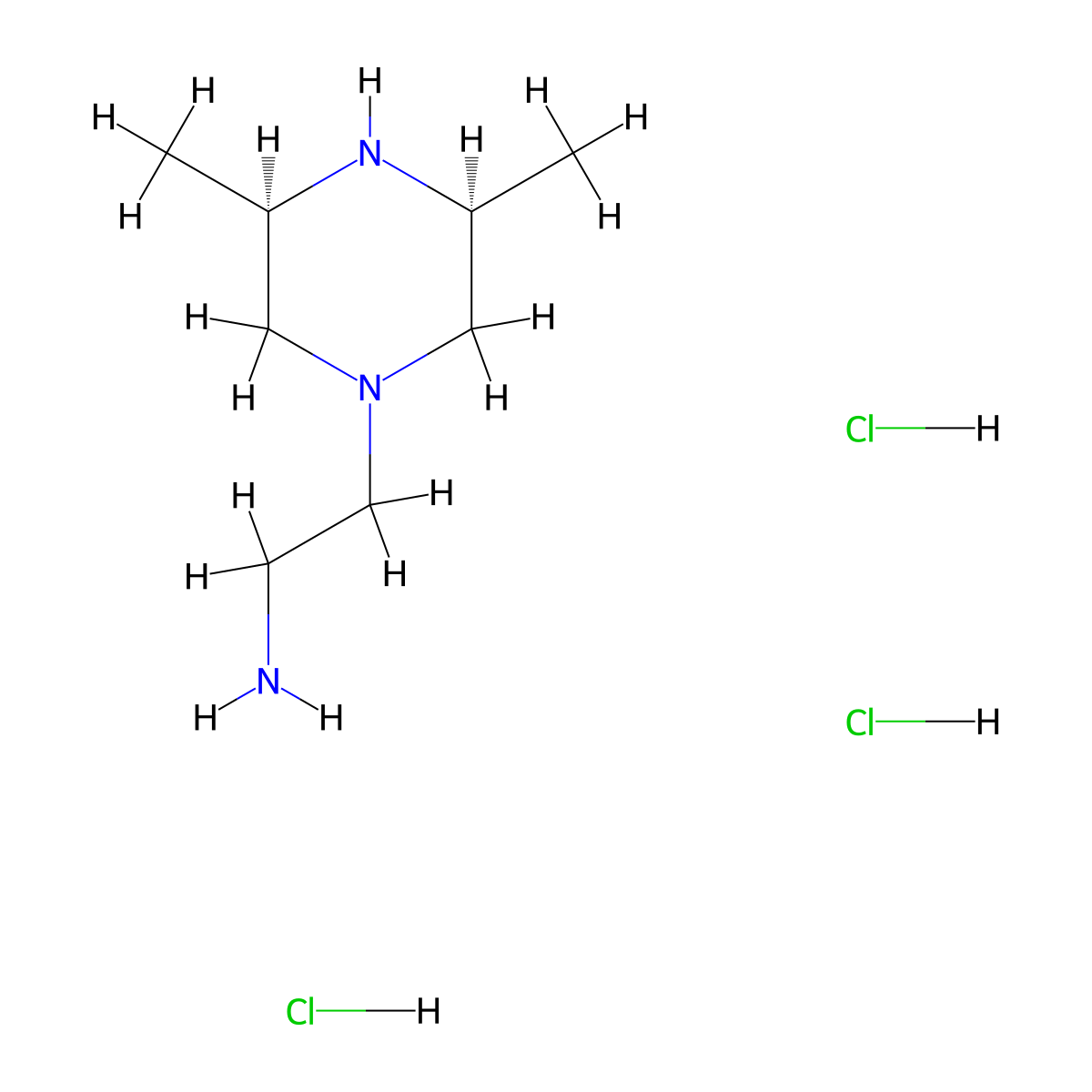 2-[(3R,5S)-3,5-dimethylpiperazin-1-yl]ethan-1-amine trihydrochloride molecular structure, CAS 2171207-01-3