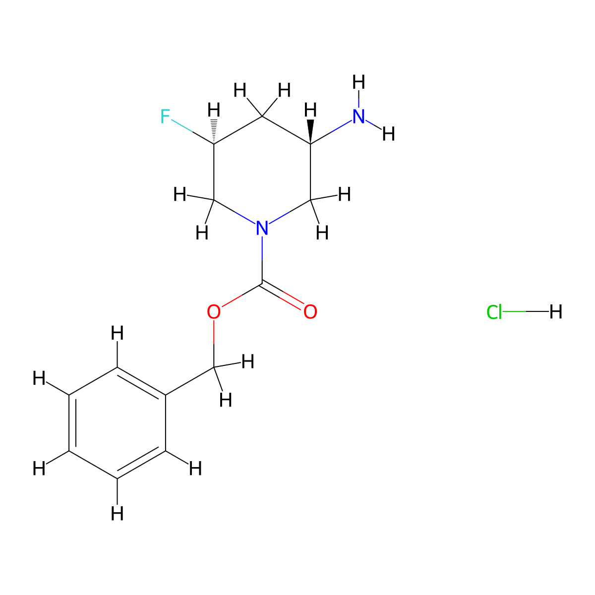 Benzyl (3S,5S)-3-amino-5-fluoropiperidine-1-carboxylate hydrochloride molecular structure, CAS 2171225-81-1