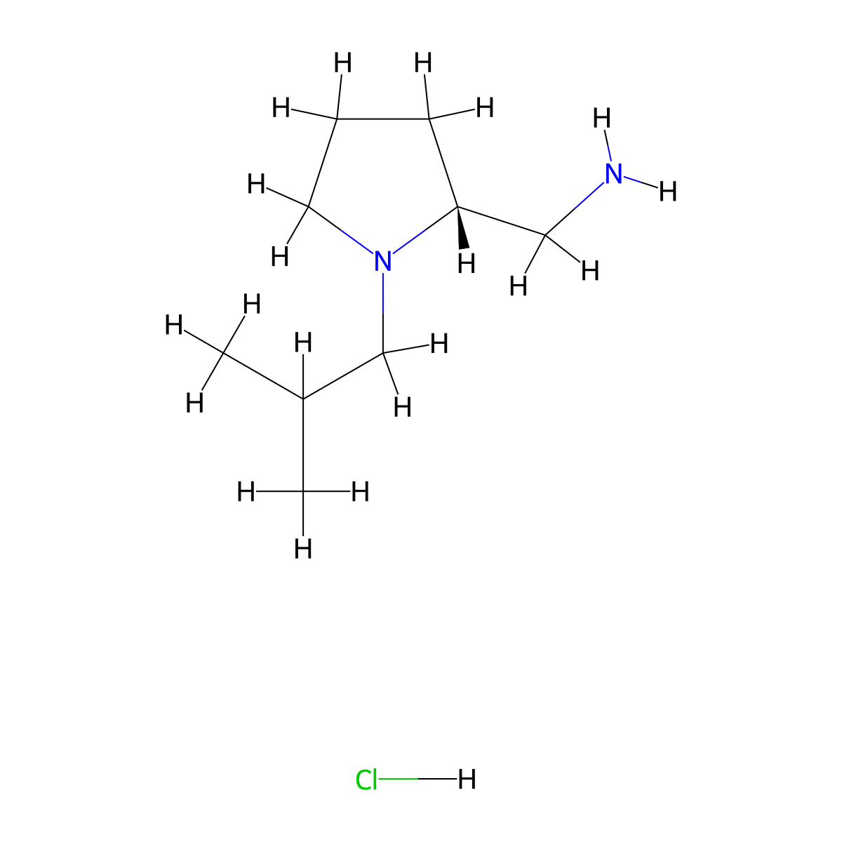 [(2R)-1-(2-methylpropyl)pyrrolidin-2-yl]methanamine hydrochloride molecular structure, CAS 2171266-22-9