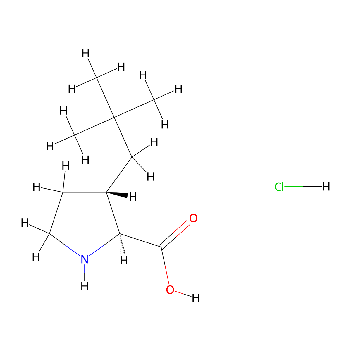 (2S,3S)-3-(2,2-dimethylpropyl)pyrrolidine-2-carboxylic acid hydrochloride molecular structure, CAS 2171267-44-8
