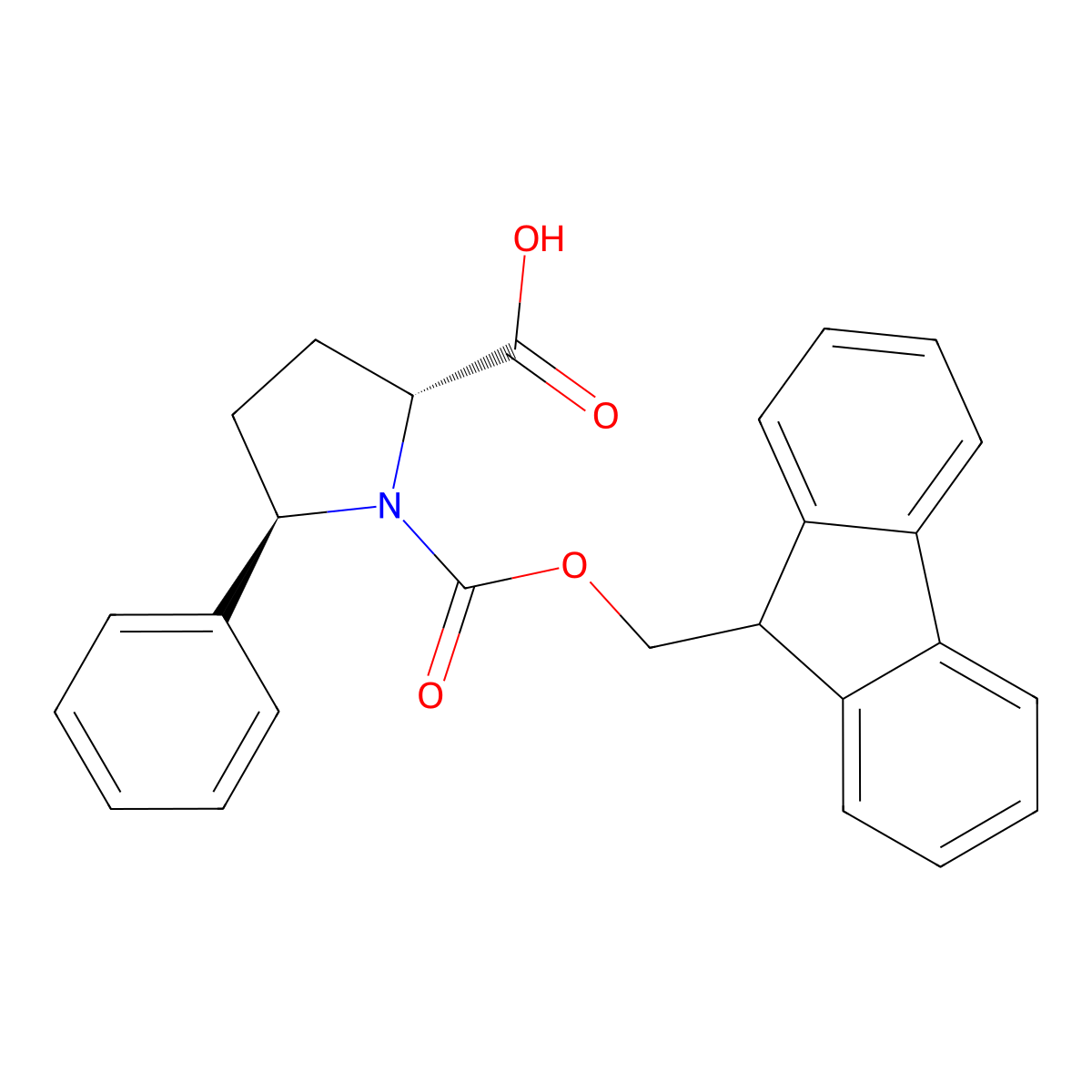 (2R,5R)-1-(((9H-fluoren-9-yl)methoxy)carbonyl)-5-phenylpyrrolidine-2-carboxylic acid molecular structure, CAS 2171273-43-9
