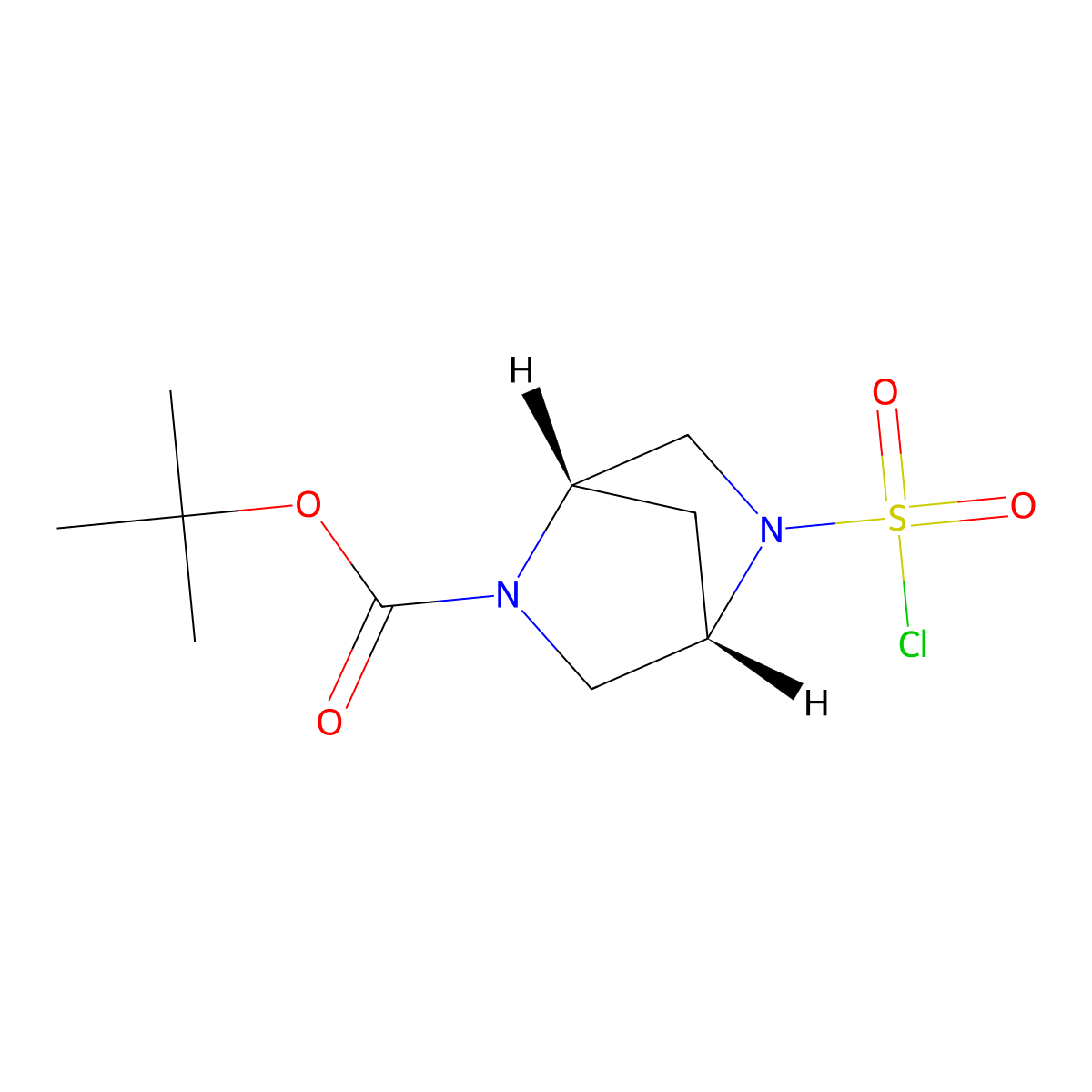 tert-butyl (1S,4S)-5-(chlorosulfonyl)-2,5-diazabicyclo[2.2.1]heptane-2-carboxylate molecular structure, CAS 2171276-54-1