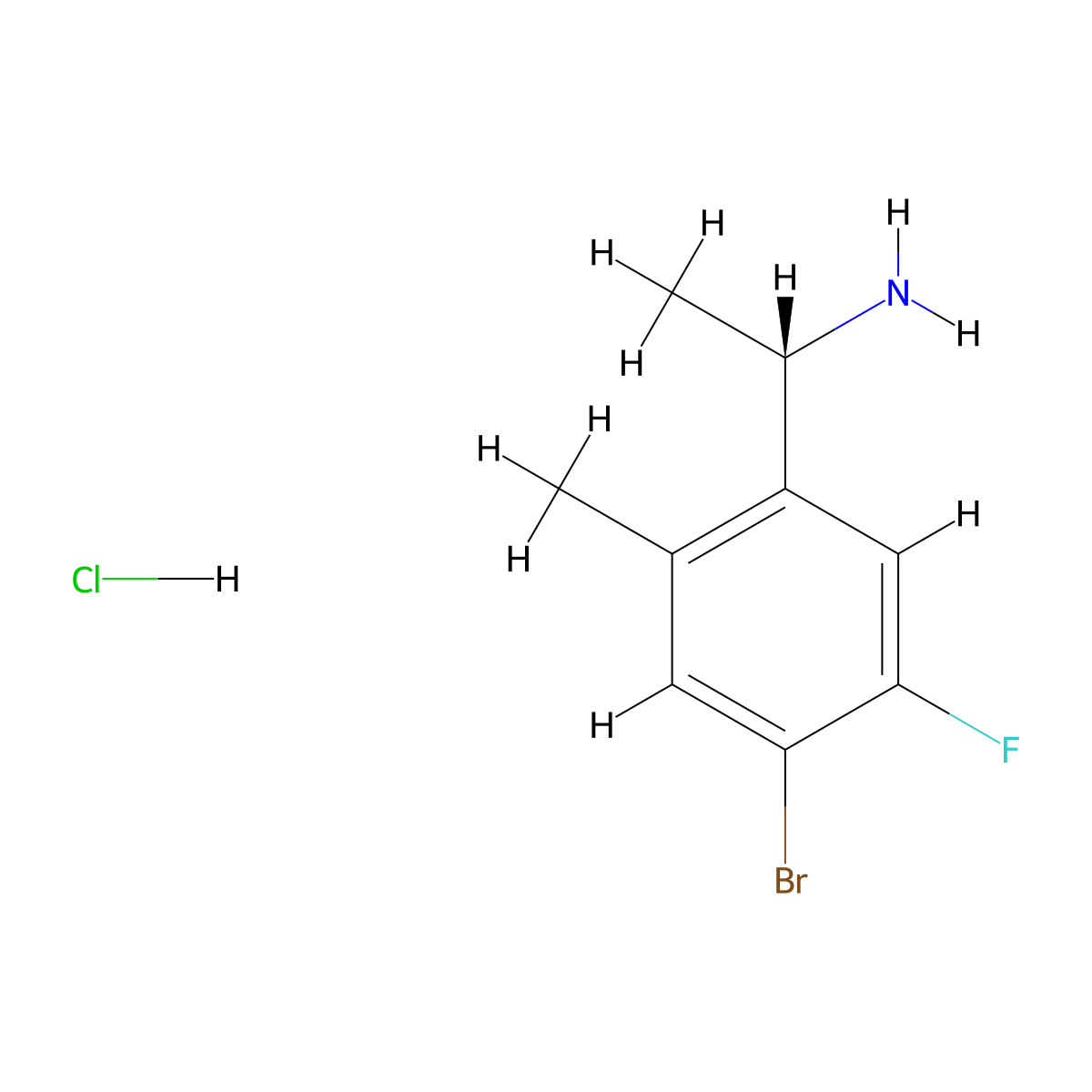 (1S)-1-(4-bromo-5-fluoro-2-methylphenyl)ethan-1-amine hydrochloride molecular structure, CAS 2171276-91-6