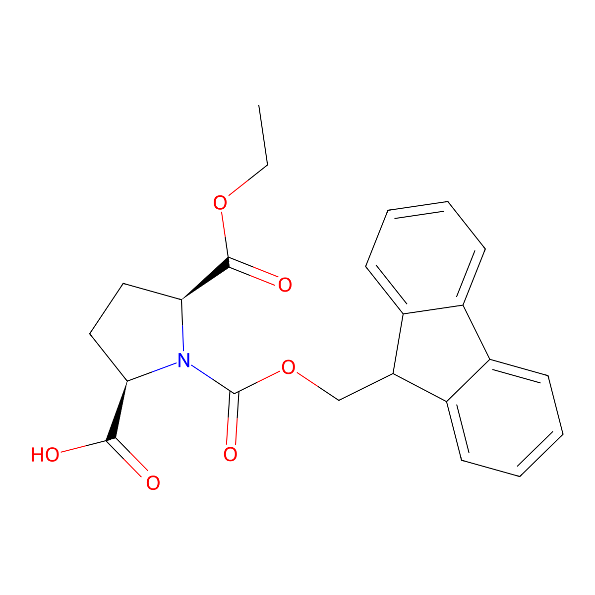 (2R,5S)-5-(ethoxycarbonyl)-1-{[(9H-fluoren-9-yl)methoxy]carbonyl}pyrrolidine-2-carboxylic acid molecular structure, CAS 2171278-04-7