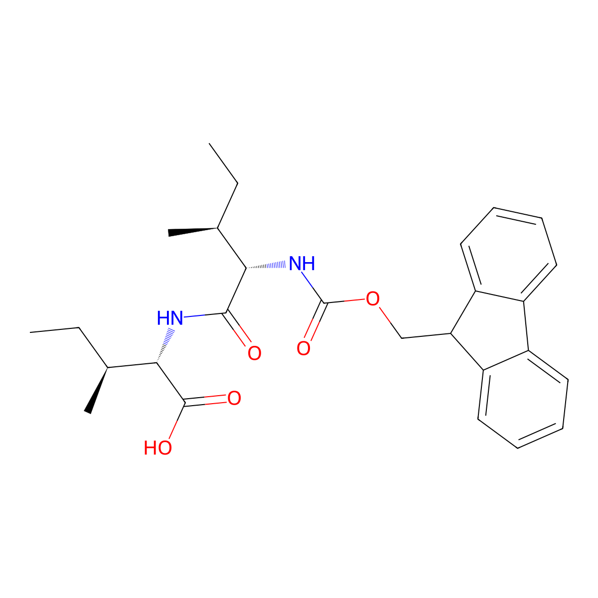 (2S,3S)-2-((2S,3S)-2-((((9H-Fluoren-9-yl)methoxy)carbonyl)amino)-3-methylpentanamido)-3-methylpentanoic acid molecular structure, CAS 2171279-24-4