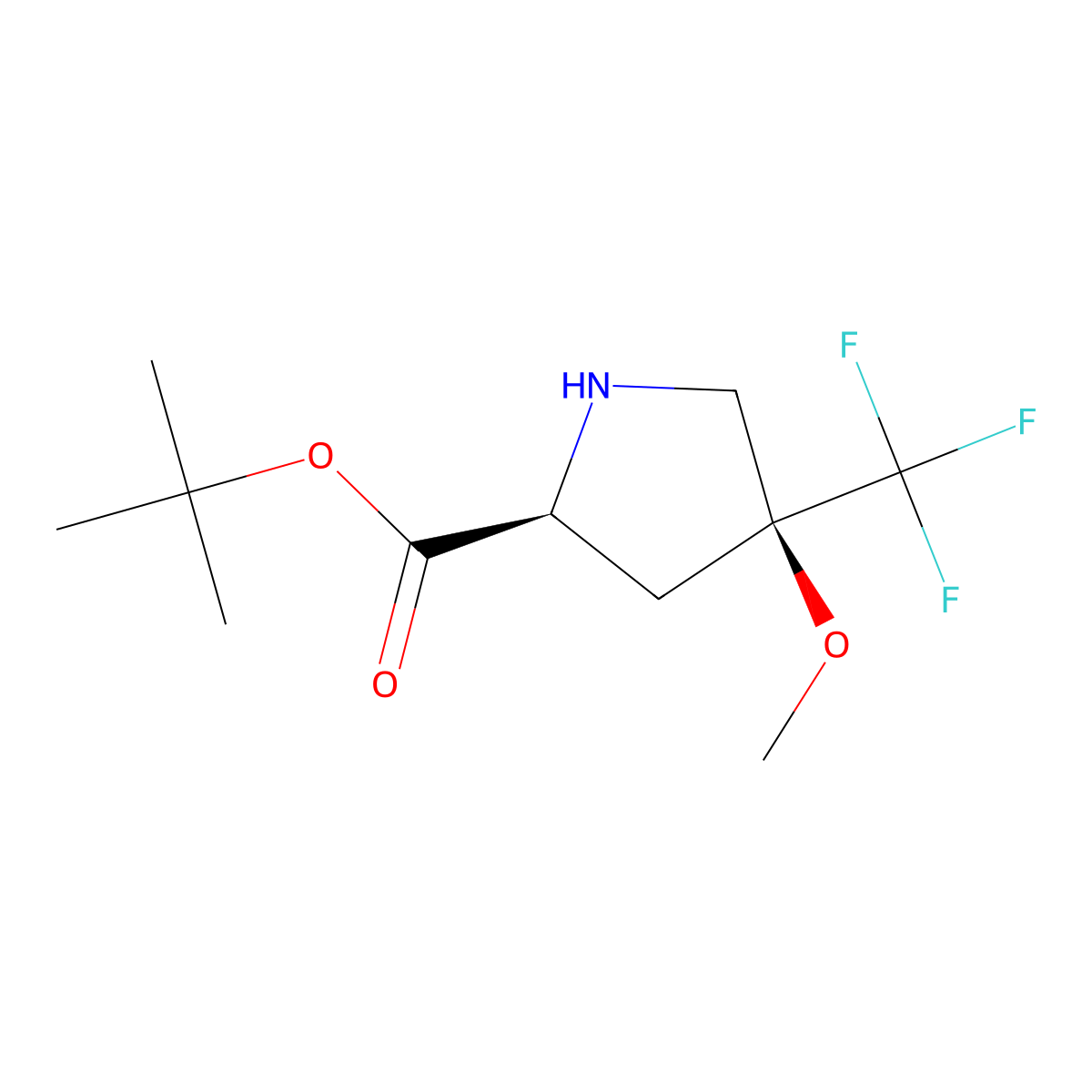 tert-butyl (2S,4S)-4-methoxy-4-(trifluoromethyl)pyrrolidine-2-carboxylate molecular structure, CAS 2171280-36-5