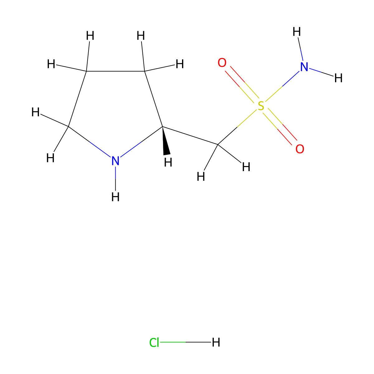[(2R)-pyrrolidin-2-yl]methanesulfonamide hydrochloride molecular structure, CAS 2171282-66-7