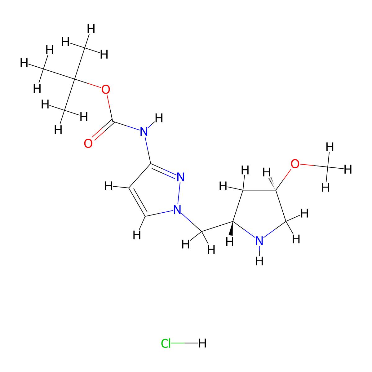 Tert-butyl n-(1-{[(2s,4r)-4-methoxypyrrolidin-2-yl]methyl}-1h-pyrazol-3-yl)carbamate hydrochloride molecular structure, CAS 2171283-82-0