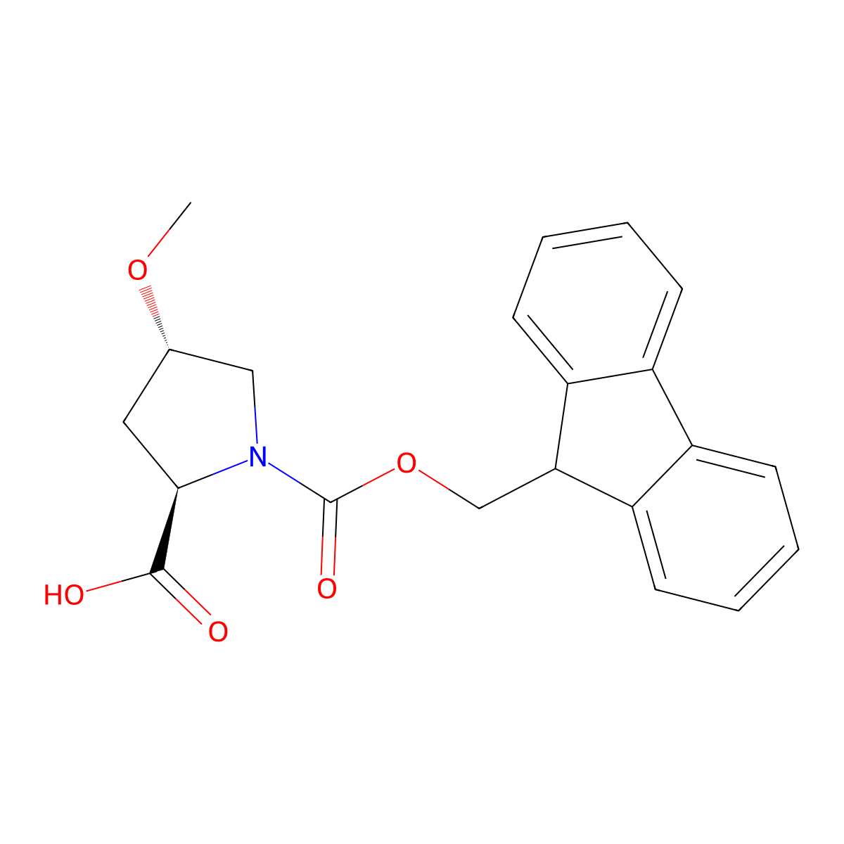 (4S)-1-Fmoc-4-methoxy-D-proline molecular structure, CAS 2171285-66-6