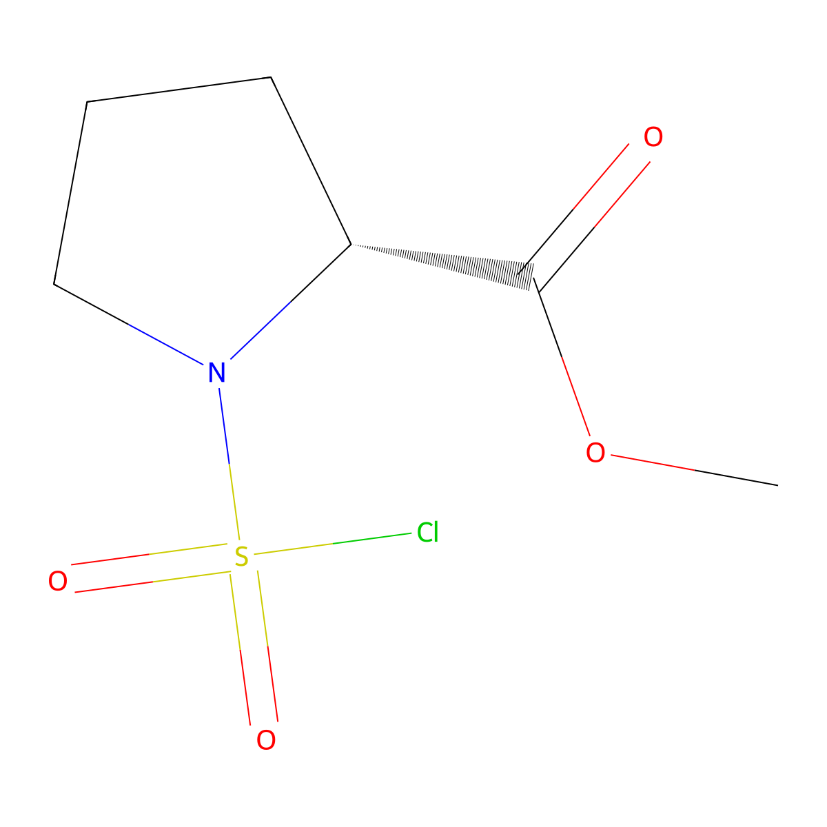 methyl (2R)-1-(chlorosulfonyl)pyrrolidine-2-carboxylate molecular structure, CAS 2171287-06-0