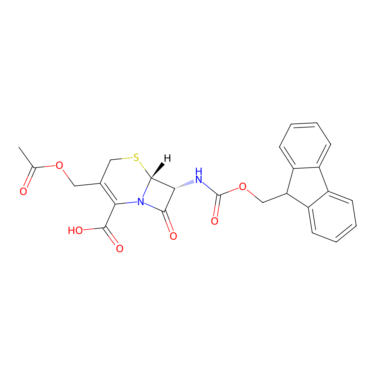(6R,7R)-3-[(acetyloxy)methyl]-7-({[(9H-fluoren-9-yl)methoxy]carbonyl}amino)-8-oxo-5-thia-1-azabicyclo[4.2.0]oct-2-ene-2-carboxylic acid molecular structure, CAS 2171290-40-5