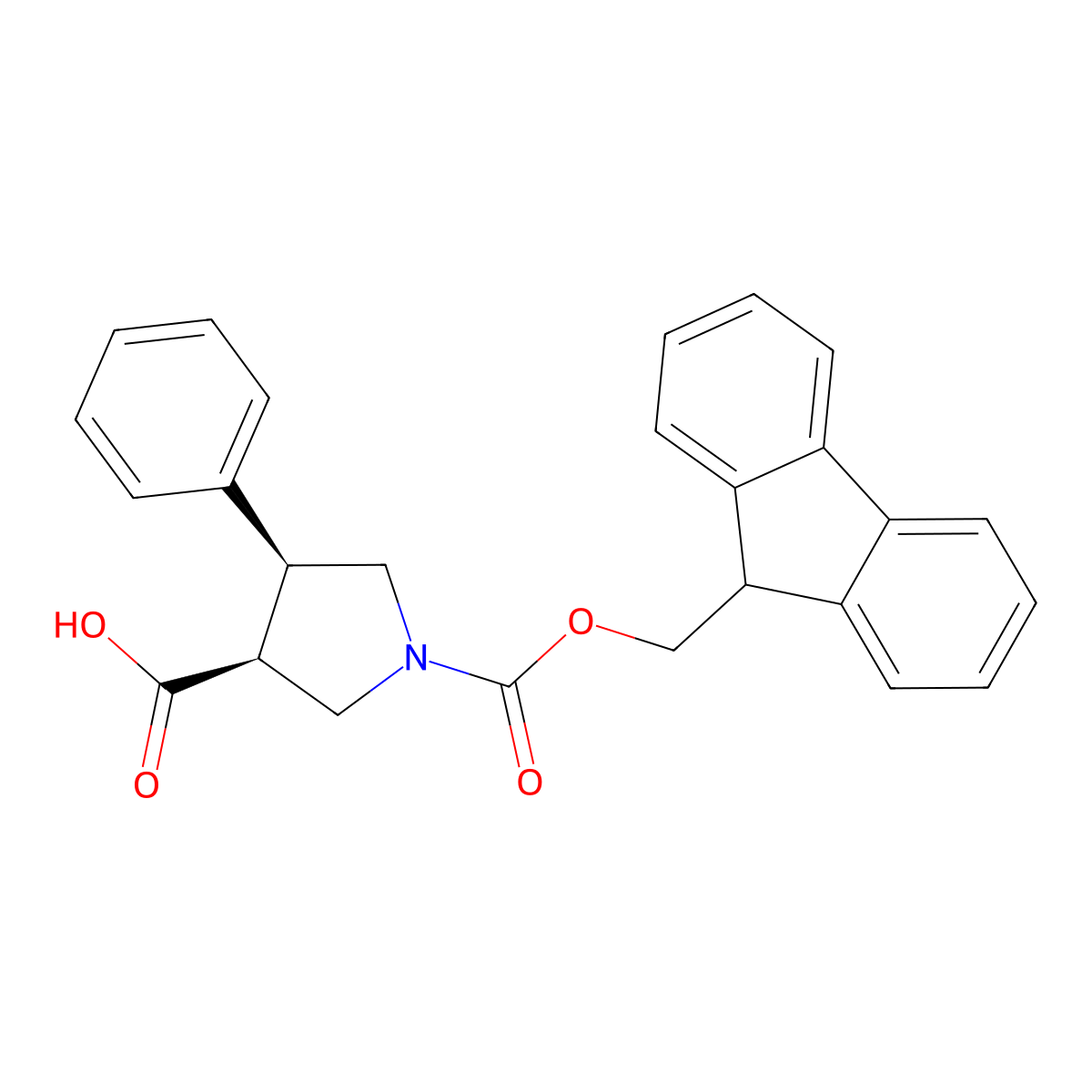 (3S,4S)-1-{[(9H-fluoren-9-yl)methoxy]carbonyl}-4-phenylpyrrolidine-3-carboxylic acid molecular structure, CAS 2171290-72-3