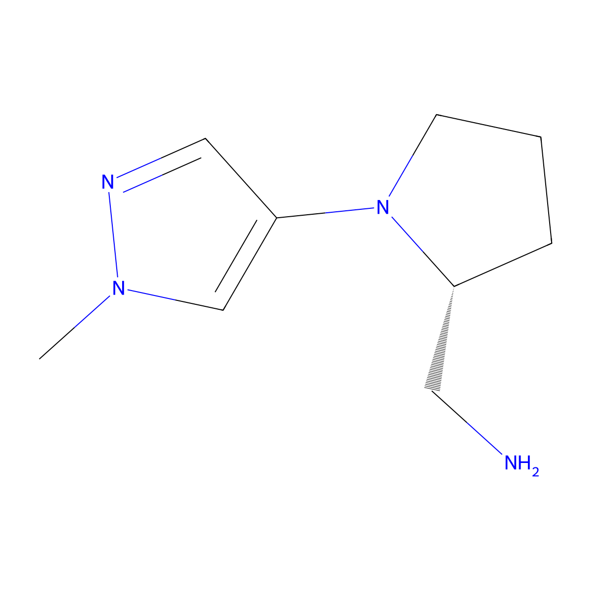 [(2R)-1-(1-methyl-1H-pyrazol-4-yl)pyrrolidin-2-yl]methanamine molecular structure, CAS 2171291-12-4