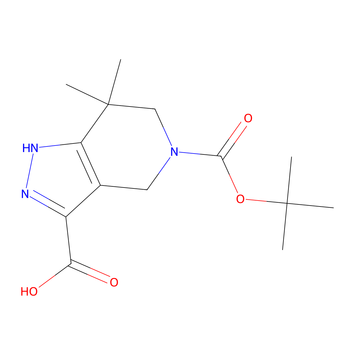 5-(tert-Butoxycarbonyl)-7,7-dimethyl-4,5,6,7-tetrahydro-1H-pyrazolo[4,3-c]pyridine-3-carboxylic acid molecular structure, CAS 2171296-00-5