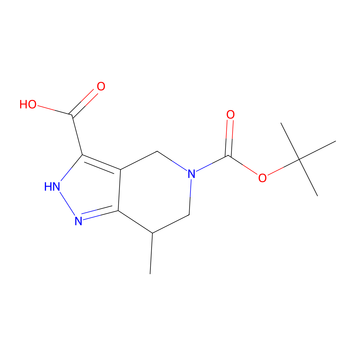 5-Tert-butoxycarbonyl-7-methyl-2,4,6,7-tetrahydropyrazolo[4,3-c]pyridine-3-carboxylic acid molecular structure, CAS 2171296-03-8