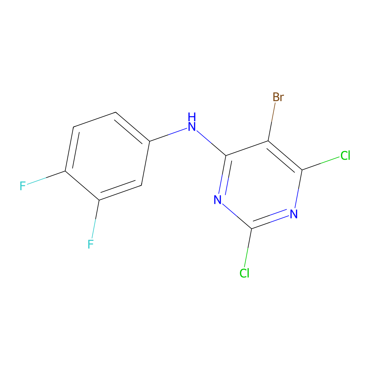 5-Bromo-2,6-dichloro-N-(3,4-difluorophenyl)-4-pyrimidinamine molecular structure, CAS 2171305-26-1