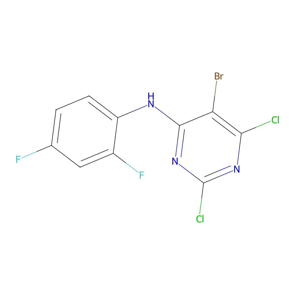 5-Bromo-2,6-dichloro-N-(2,4-difluorophenyl)-4-pyrimidinamine molecular structure, CAS 2171305-30-7