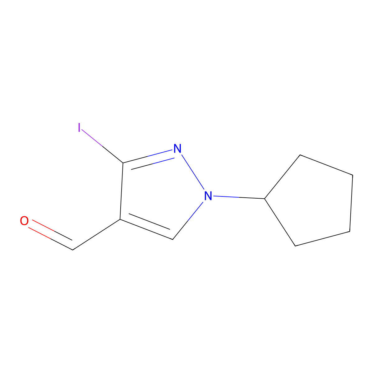 1-Cyclopentyl-3-iodo-1H-pyrazole-4-carbaldehyde molecular structure, CAS 2171313-64-5