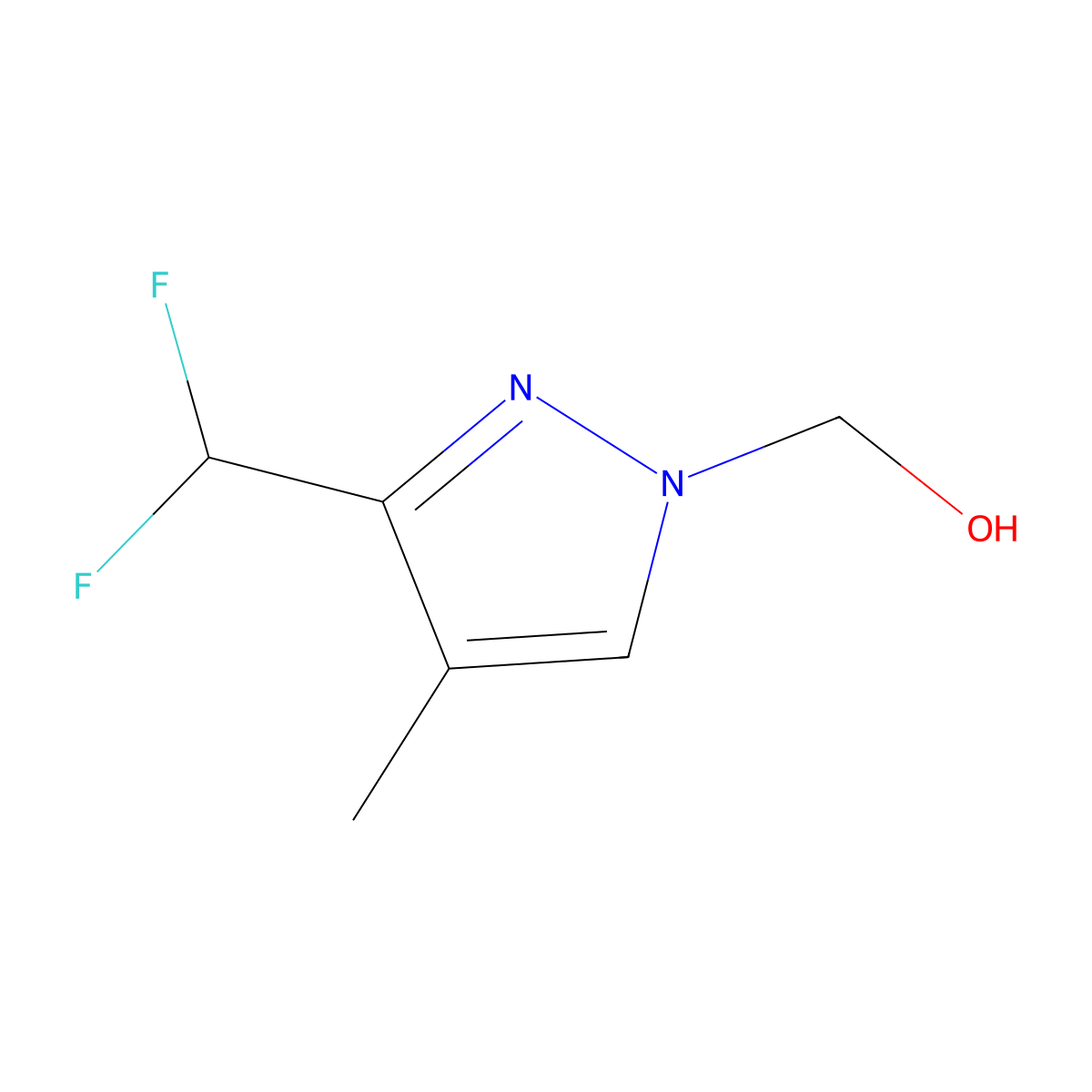 [3-(Difluoromethyl)-4-methyl-1H-pyrazol-1-yl]methanol molecular structure, CAS 2171313-69-0