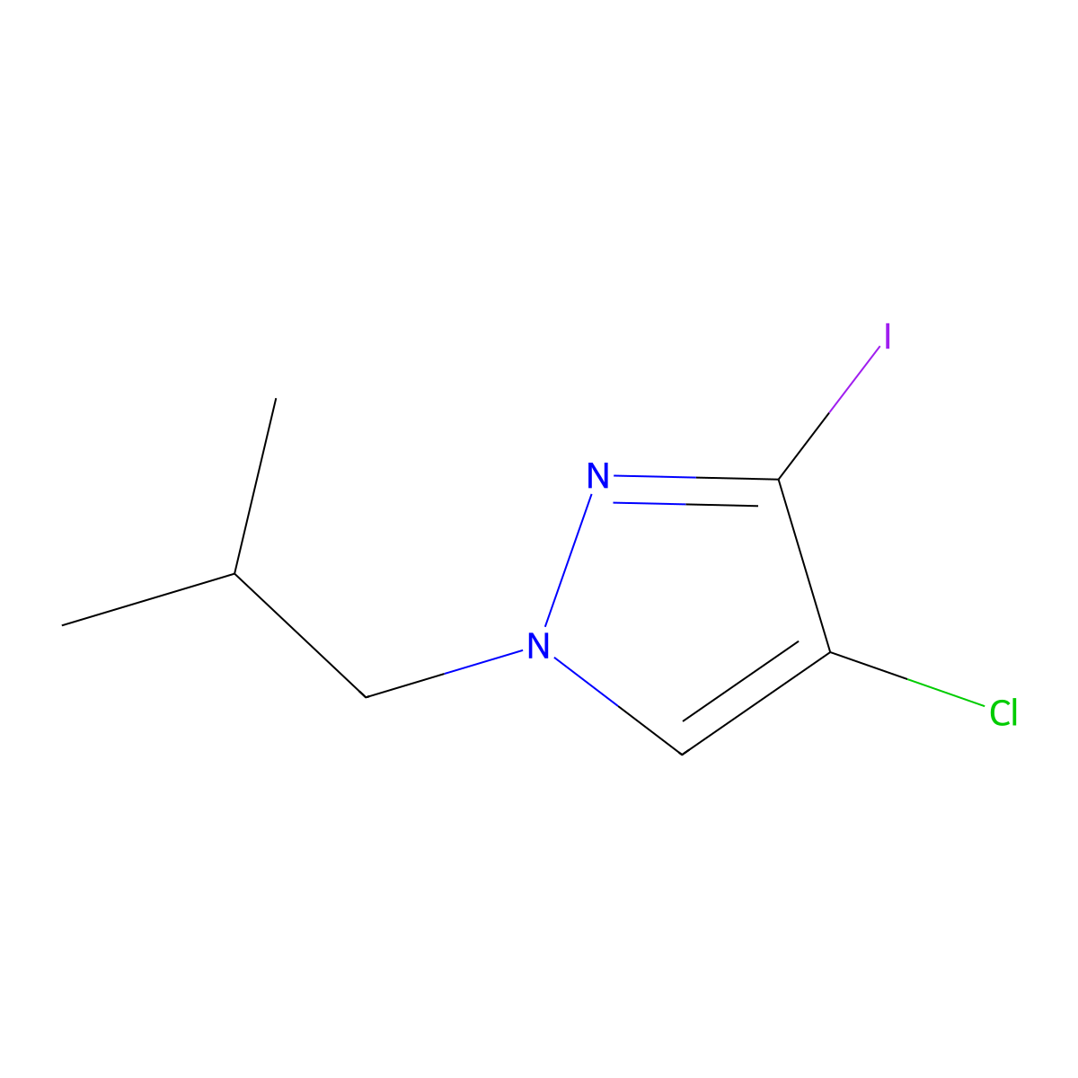 4-Chloro-3-iodo-1-isobutyl-1H-pyrazole molecular structure, CAS 2171313-92-9