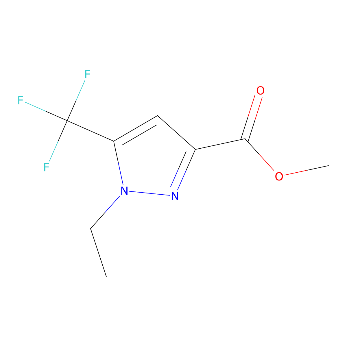 Methyl 1-ethyl-5-(trifluoromethyl)-1H-pyrazole-3-carboxylate molecular structure, CAS 2171314-08-0