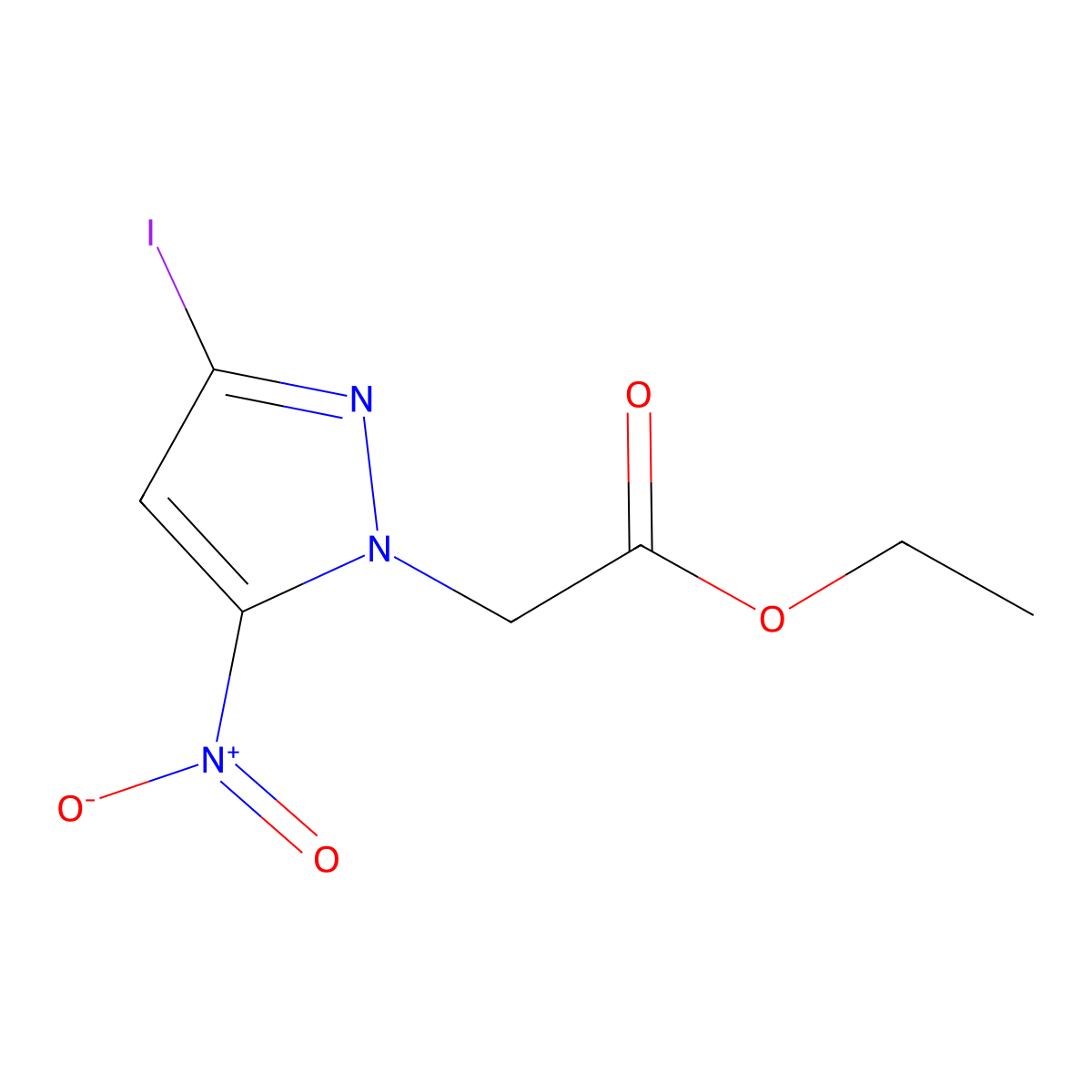 Ethyl (3-iodo-5-nitro-1H-pyrazol-1-yl)acetate molecular structure, CAS 2171314-20-6