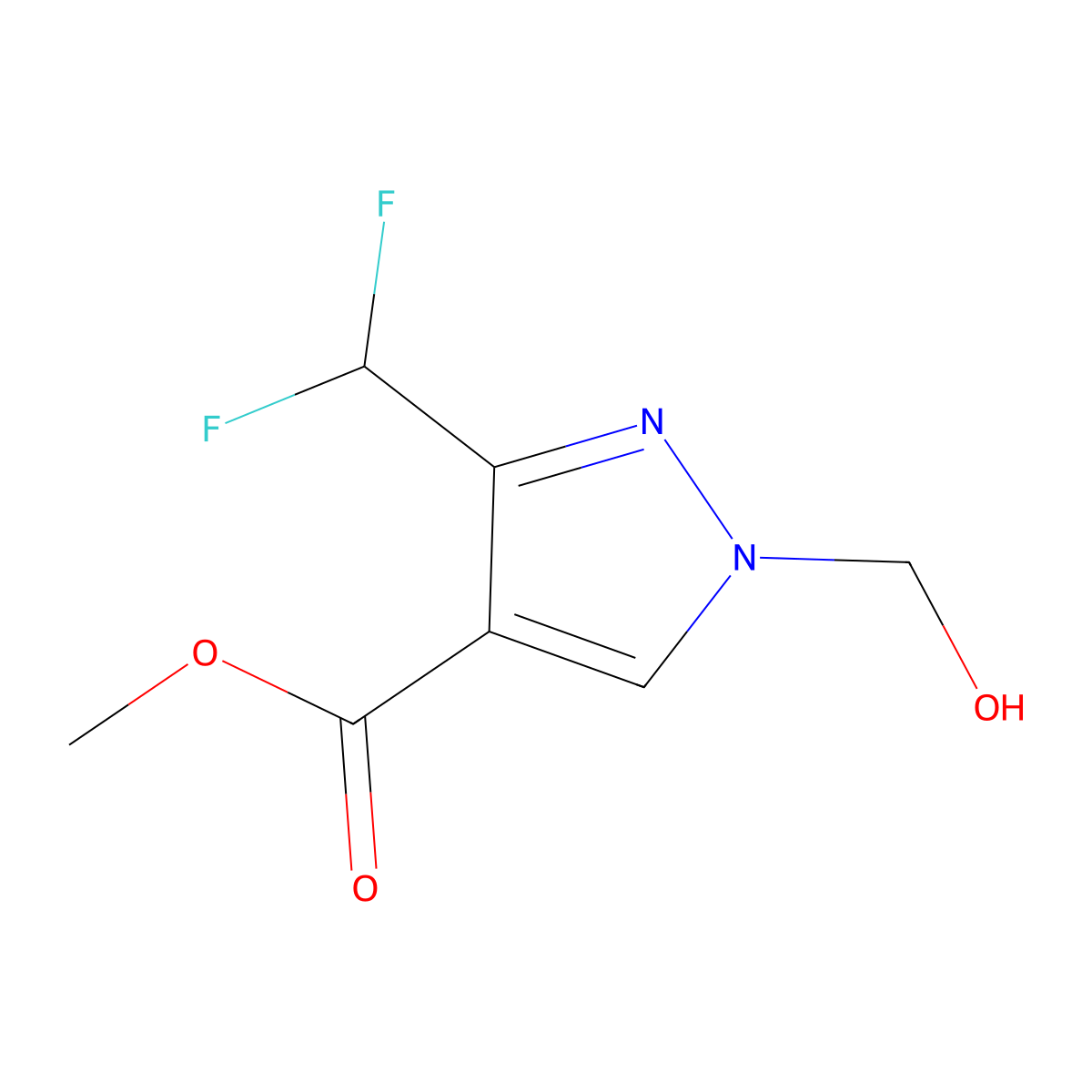 Methyl 3-(difluoromethyl)-1-(hydroxymethyl)-1H-pyrazole-4-carboxylate molecular structure, CAS 2171314-26-2