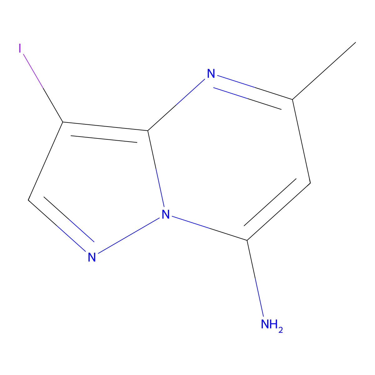 3-Iodo-5-methylpyrazolo[1,5-a]pyrimidin-7-amine molecular structure, CAS 2171314-30-8