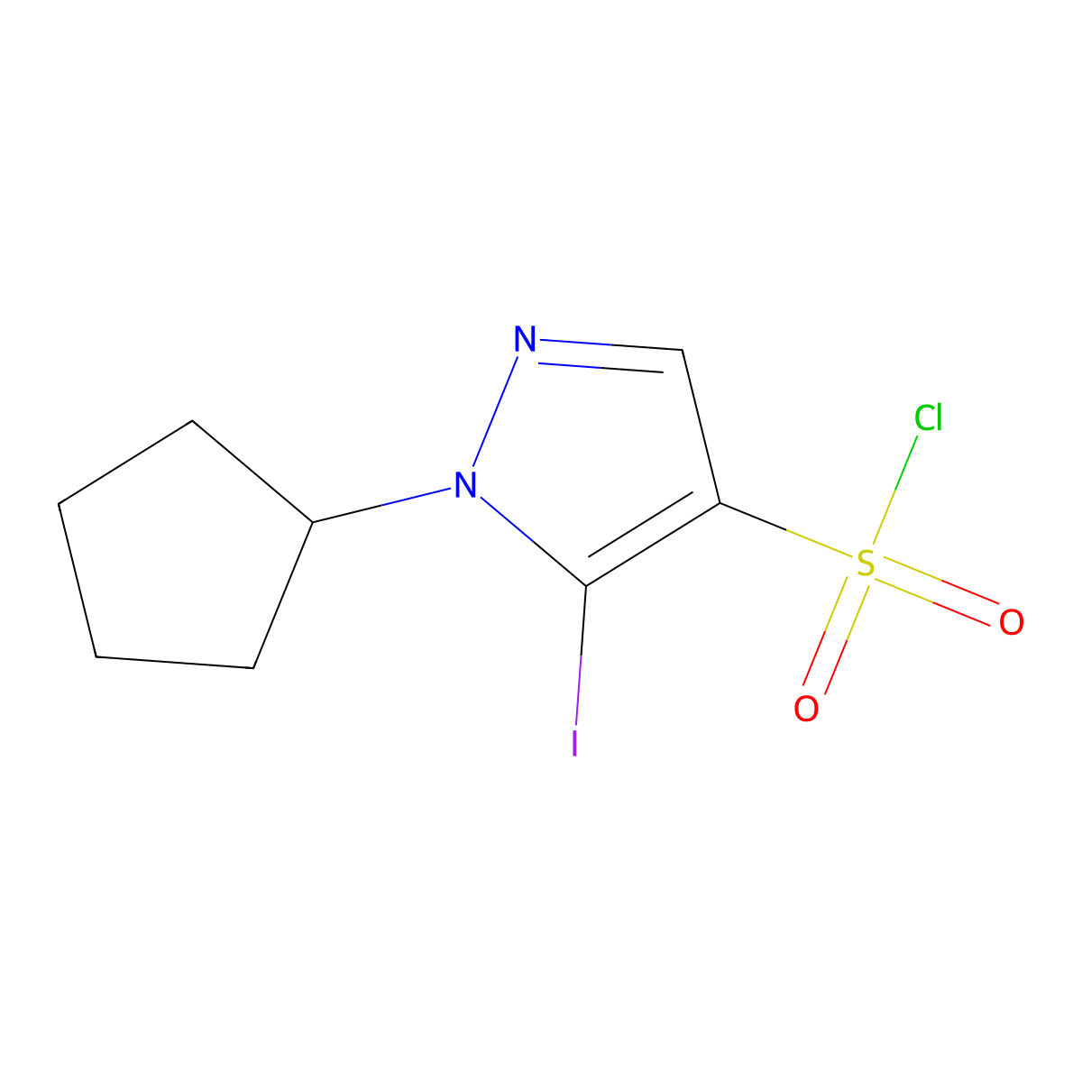 1-Cyclopentyl-5-iodo-1H-pyrazole-4-sulfonyl chloride molecular structure, CAS 2171314-43-3