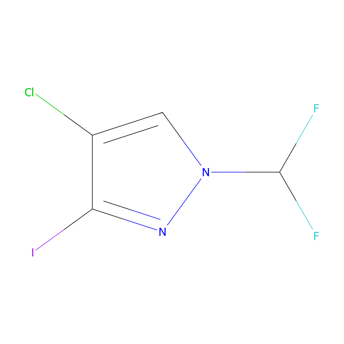 4-Chloro-1-(difluoromethyl)-3-iodo-1H-pyrazole molecular structure, CAS 2171314-49-9