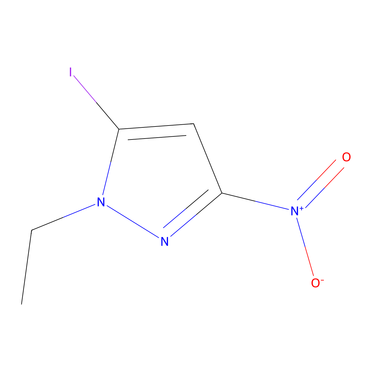 1-Ethyl-5-iodo-3-nitro-1H-pyrazole molecular structure, CAS 2171314-52-4