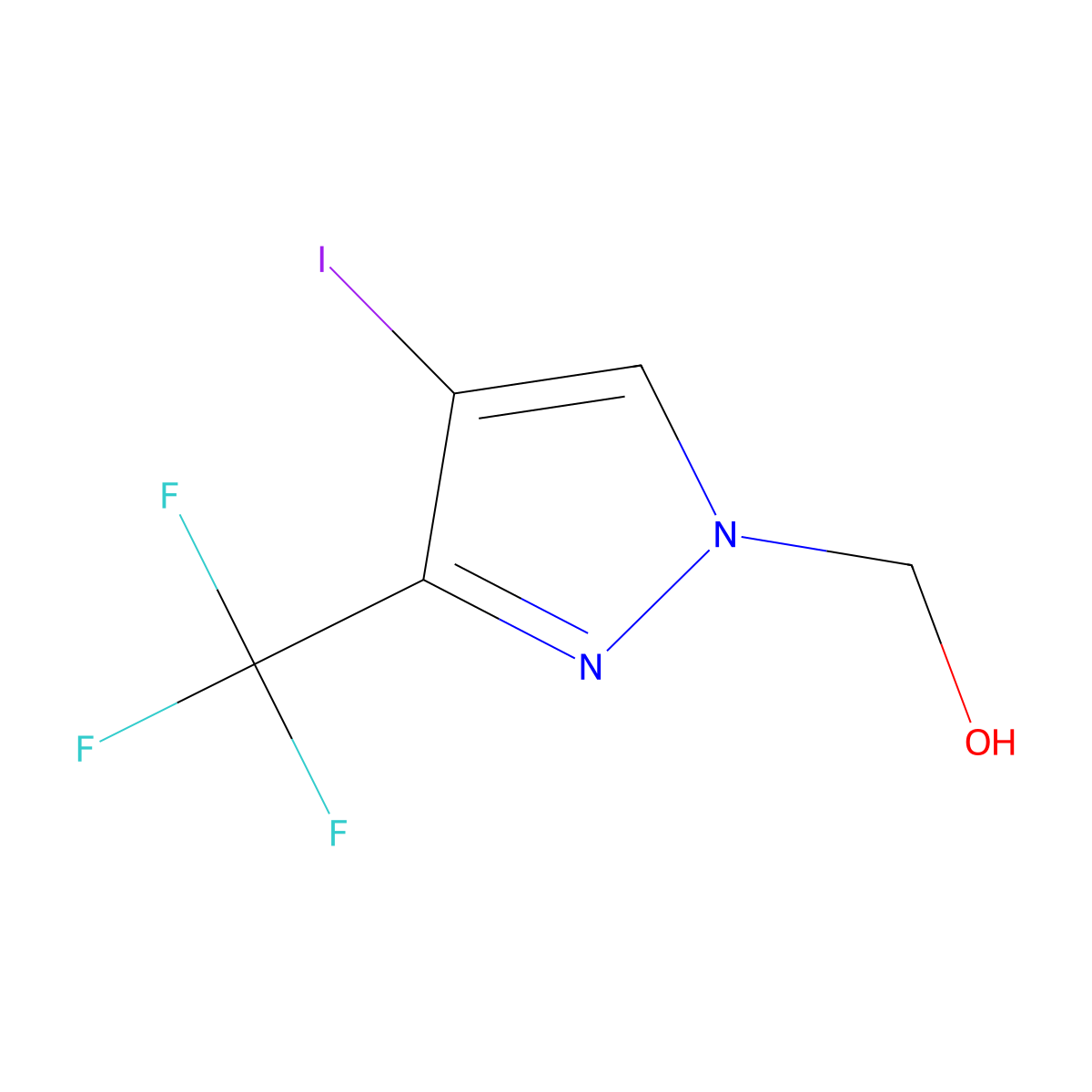 [4-Iodo-3-(trifluoromethyl)-1H-pyrazol-1-yl]methanol molecular structure, CAS 2171314-56-8