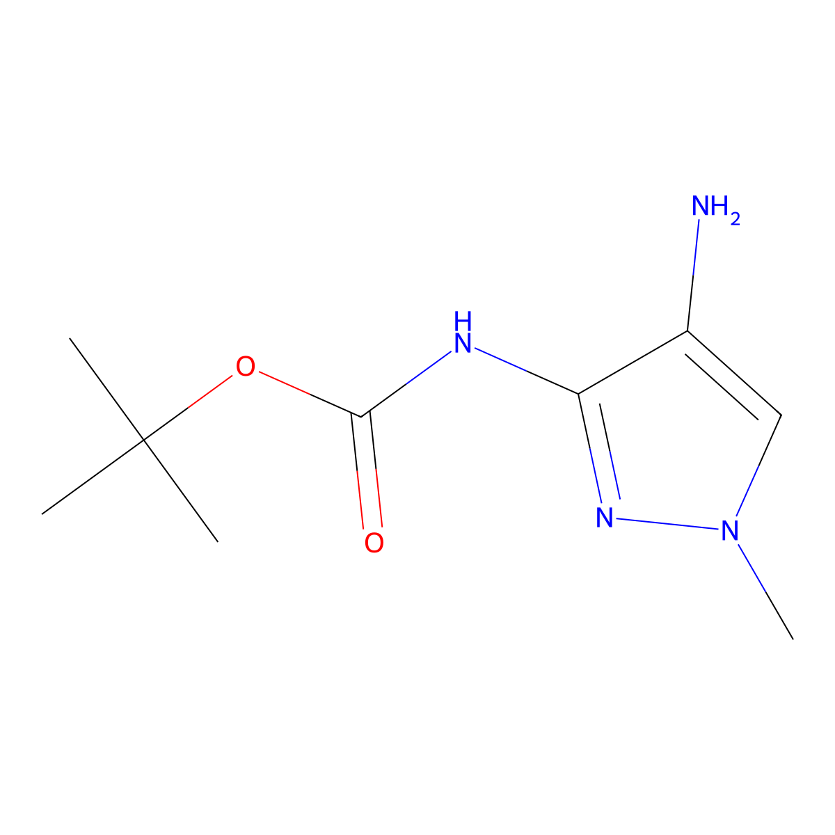 tert-butyl (4-amino-1-methyl-1H-pyrazol-3-yl)carbamate molecular structure, CAS 2171314-82-0
