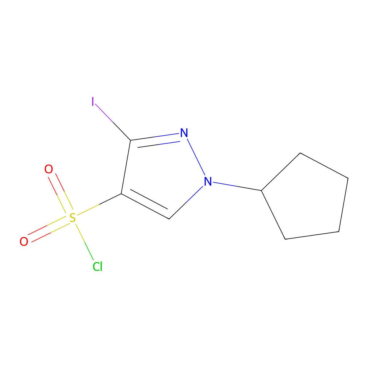 1-Cyclopentyl-3-iodo-1H-pyrazole-4-sulfonyl chloride molecular structure, CAS 2171315-01-6