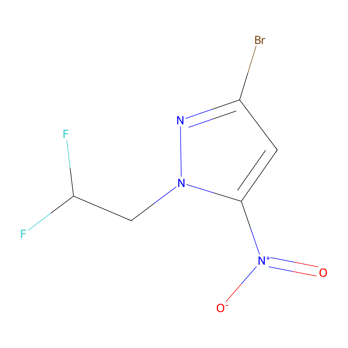 3-Bromo-1-(2,2-difluoroethyl)-5-nitro-1H-pyrazole molecular structure, CAS 2171316-78-0