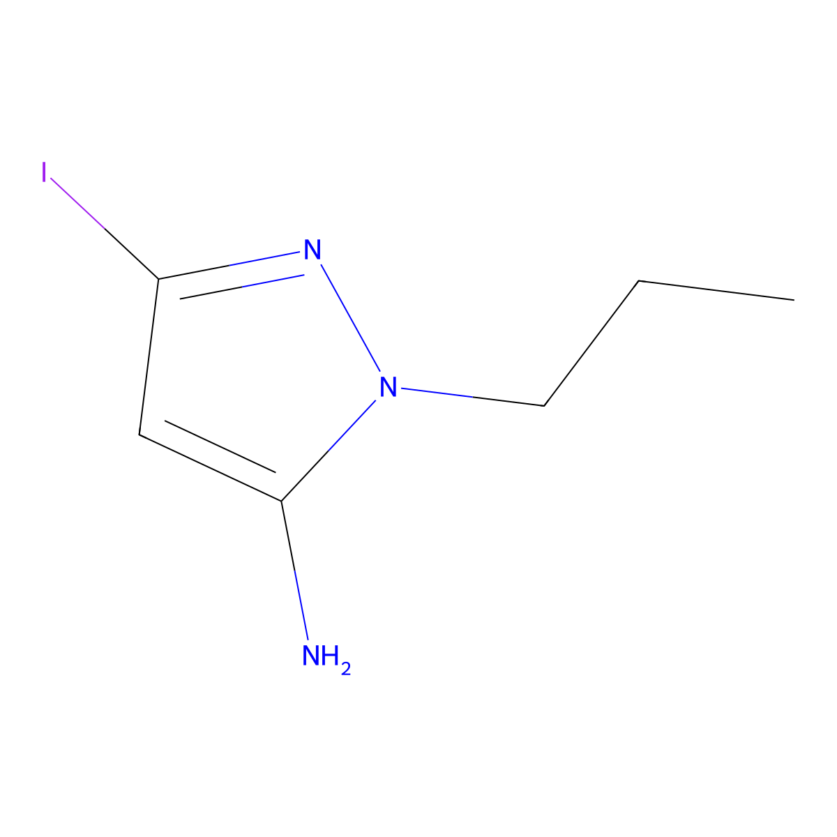 3-iodo-1-propyl-1H-pyrazol-5-amine molecular structure, CAS 2171316-79-1