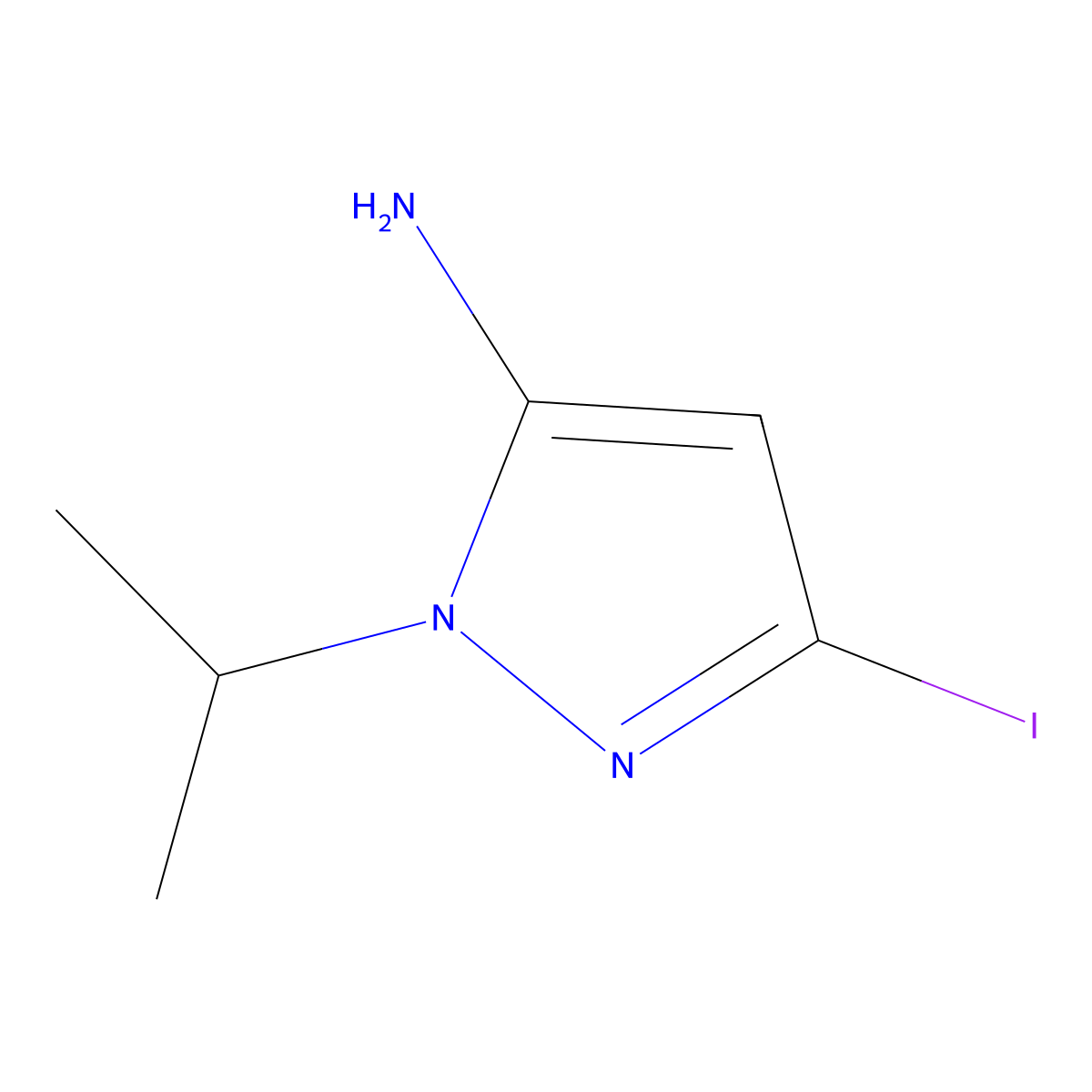 3-iodo-1-(propan-2-yl)-1H-pyrazol-5-amine molecular structure, CAS 2171316-87-1
