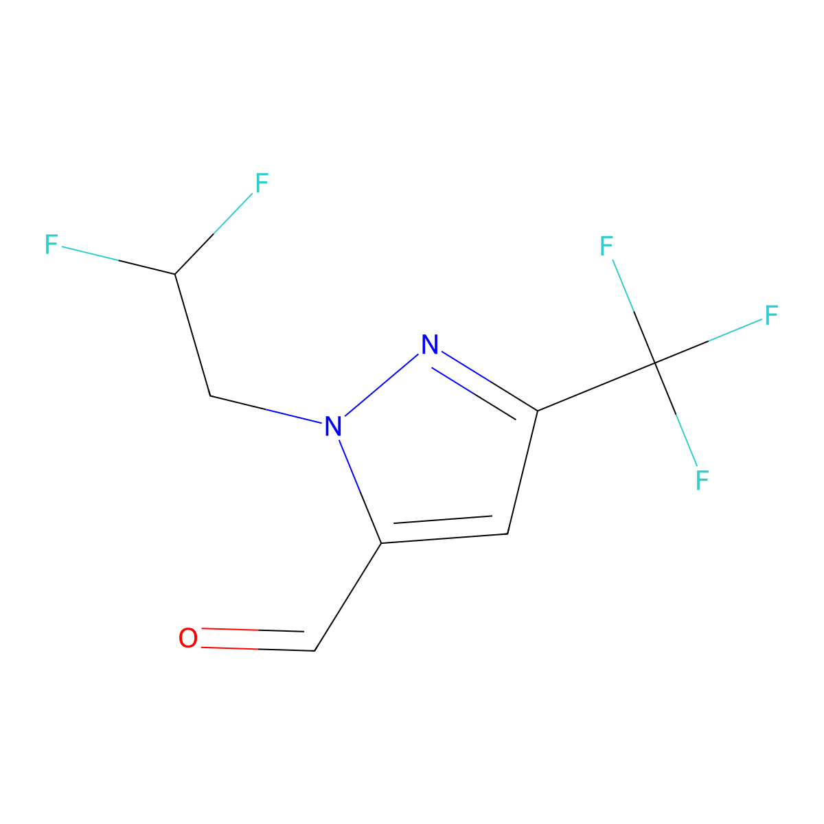 1-(2,2-Difluoroethyl)-3-(trifluoromethyl)-1H-pyrazole-5-carbaldehyde molecular structure, CAS 2171316-94-0