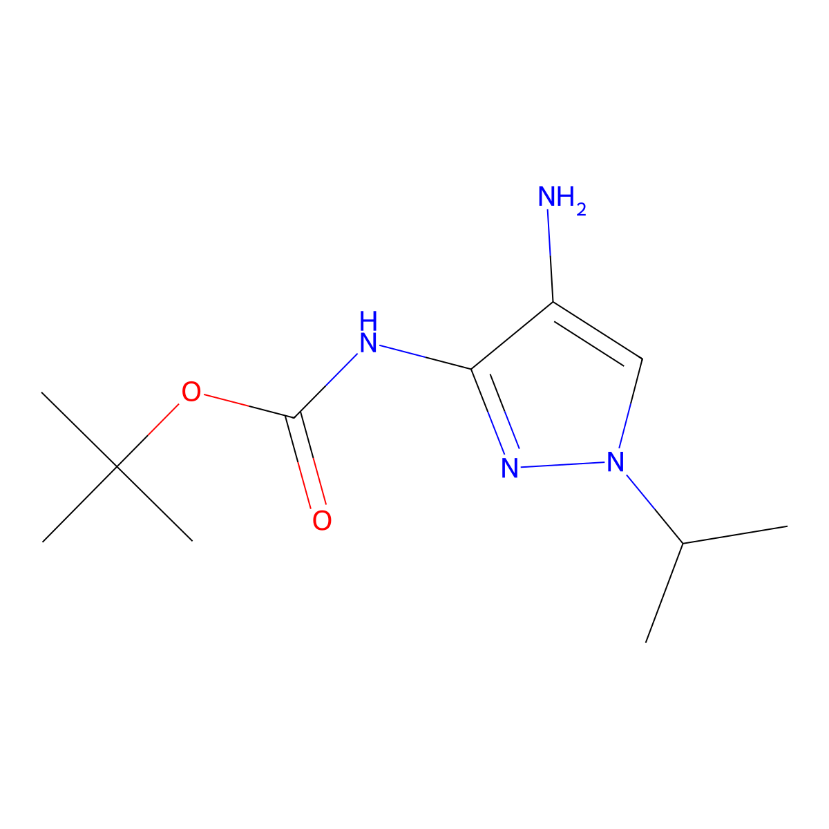 tert-butyl (4-amino-1-isopropyl-1H-pyrazol-3-yl)carbamate molecular structure, CAS 2171316-99-5